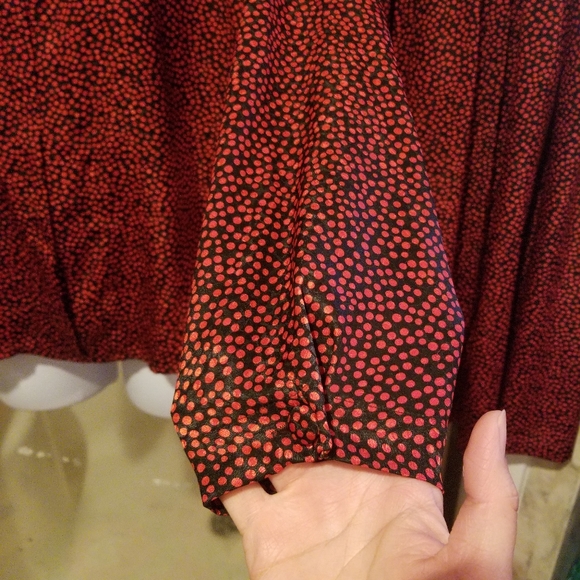 Size M, Evan Picone vintage 2pc black with red dotted top and skirt set - Picture 3 of 6